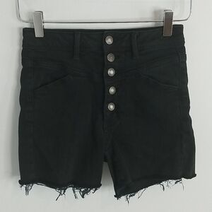 American Eagle Black Buttonfly Denim Shorts 2